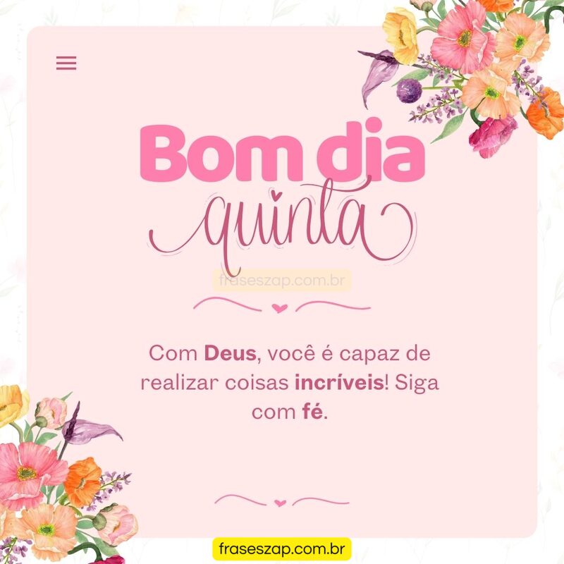 Imagem de quinta-feira para compartilhar no WhatsApp
